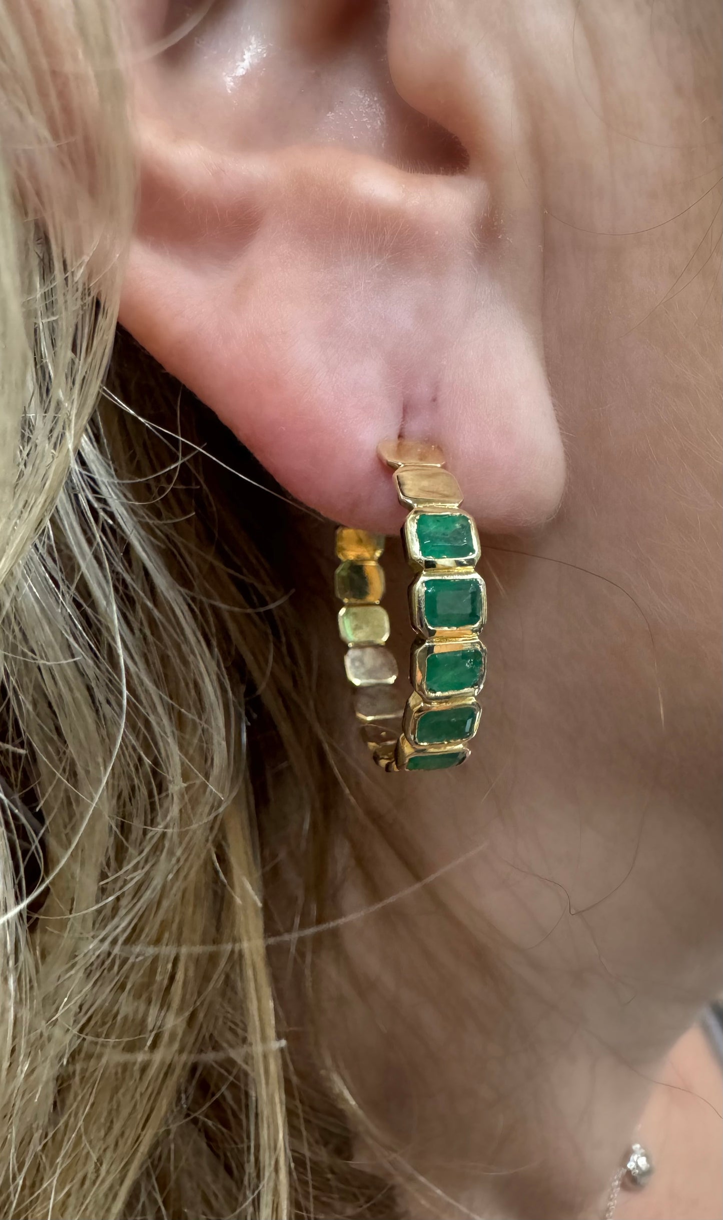 Emerald Bezel Earrings