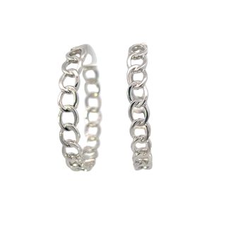 White Gold Curb Link Hoops