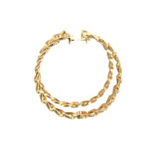 Yellow Gold Curb Link Hoop Earrings