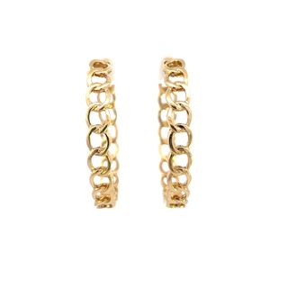 Yellow Gold Curb Link Hoop Earrings