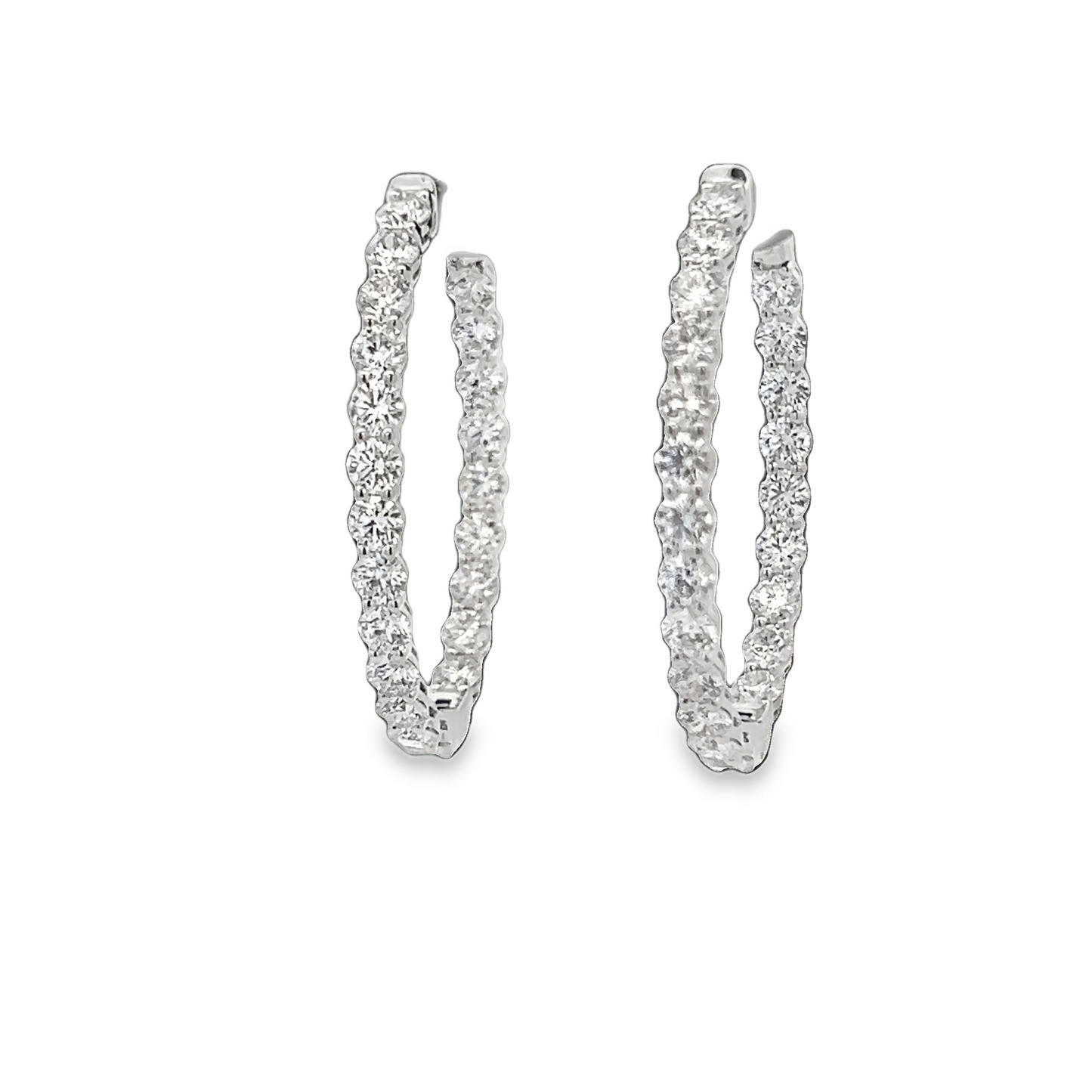 Inside Out Oval Diamond Hoop Earrings