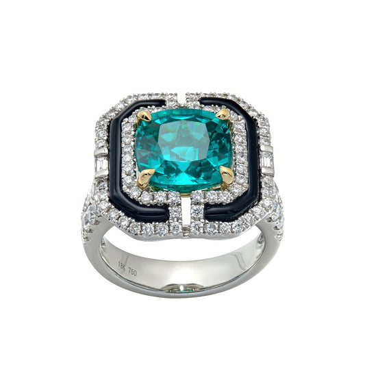 Paraiba and Onyx Fashion Ring