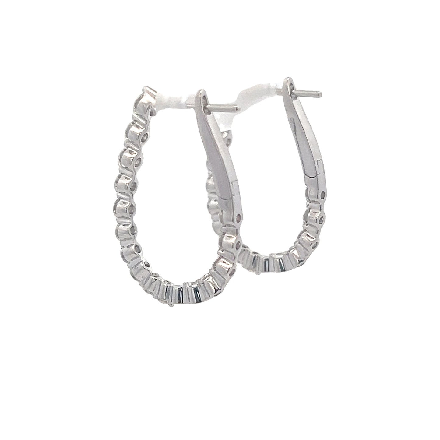 Lady's White Pear Shaped Hoop Earrings