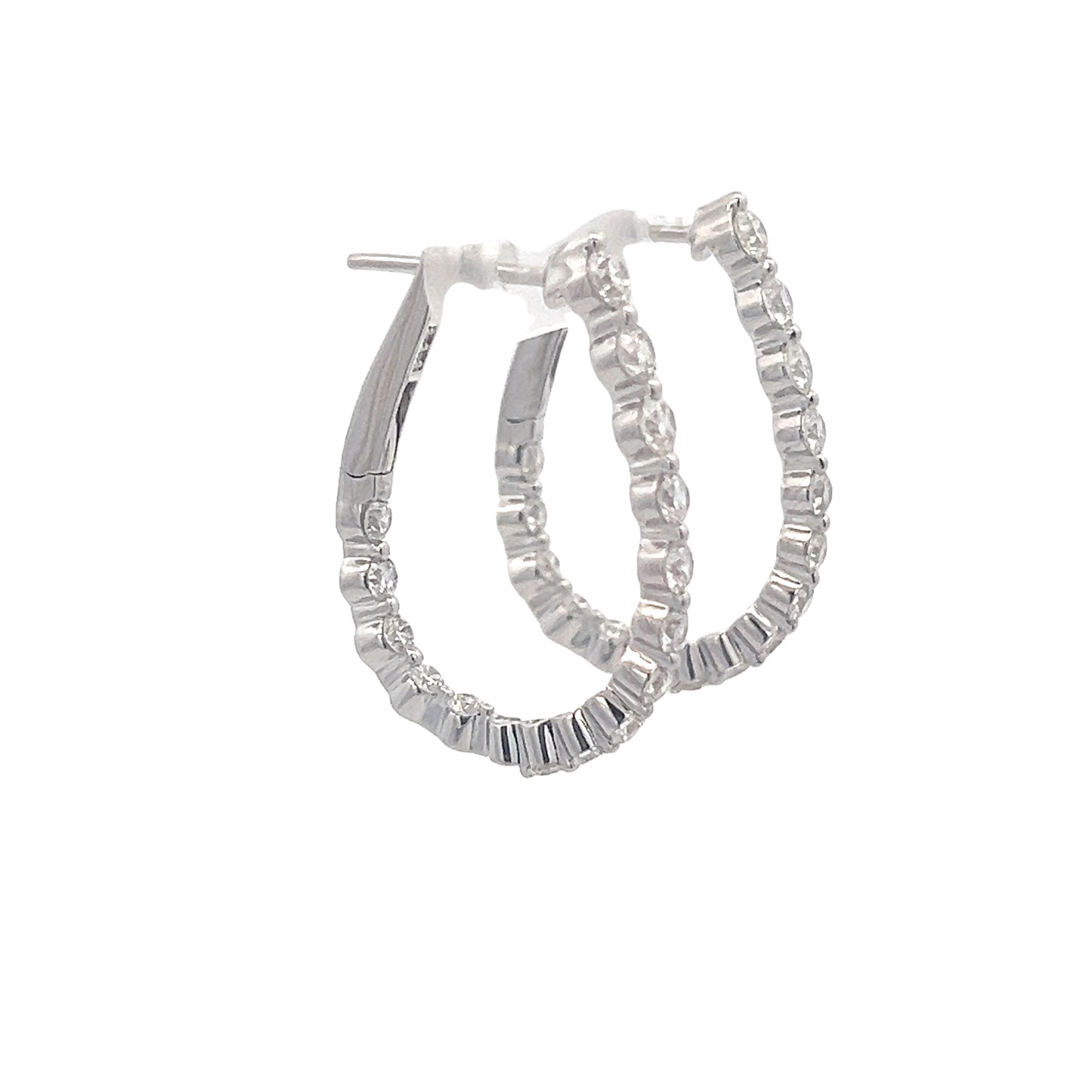 Lady's White Pear Shaped Hoop Earrings