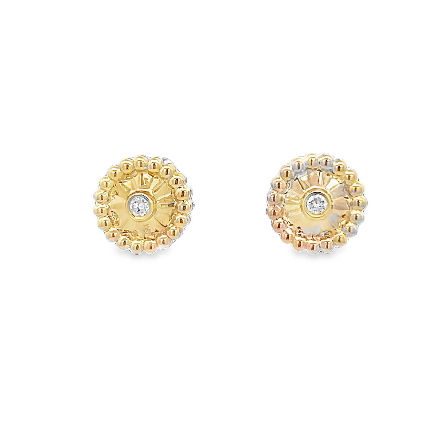 Caviar Bead Diamond Button Earrings