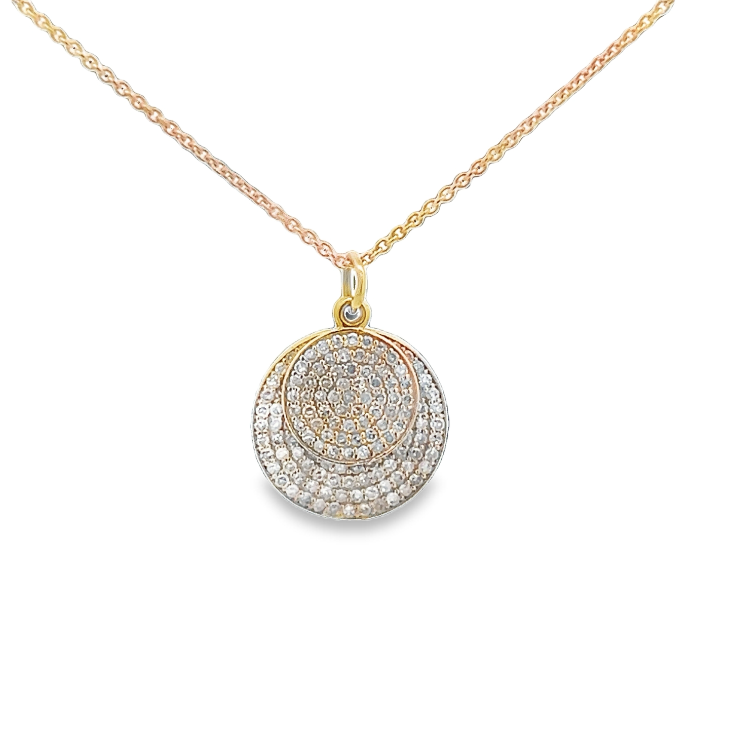 Gold Pendant with 2 Diamond Discs