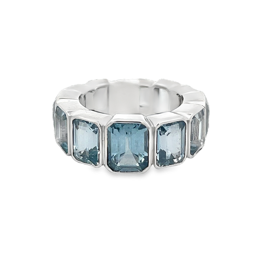 Blue Topaz Graduated Eternity Band