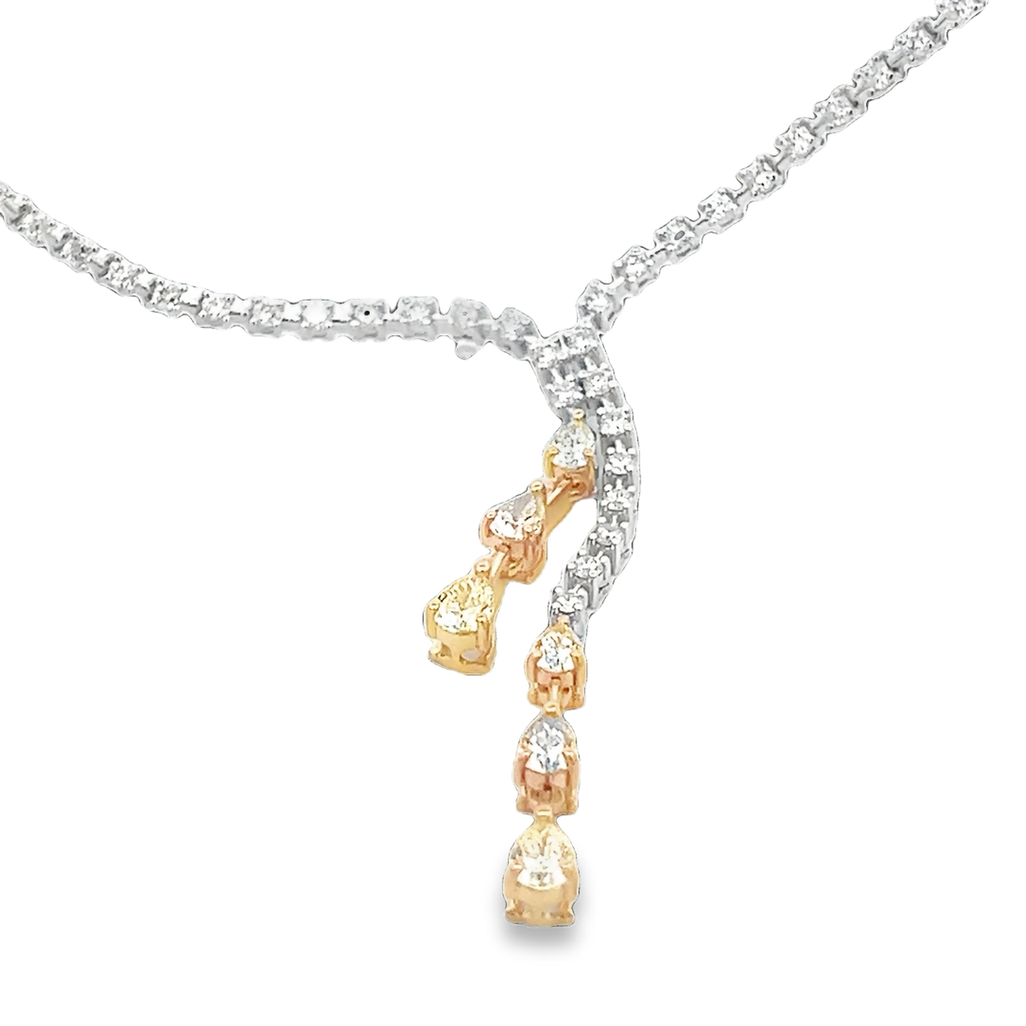 Lariat Necklace with Yellow Pear Diamonds