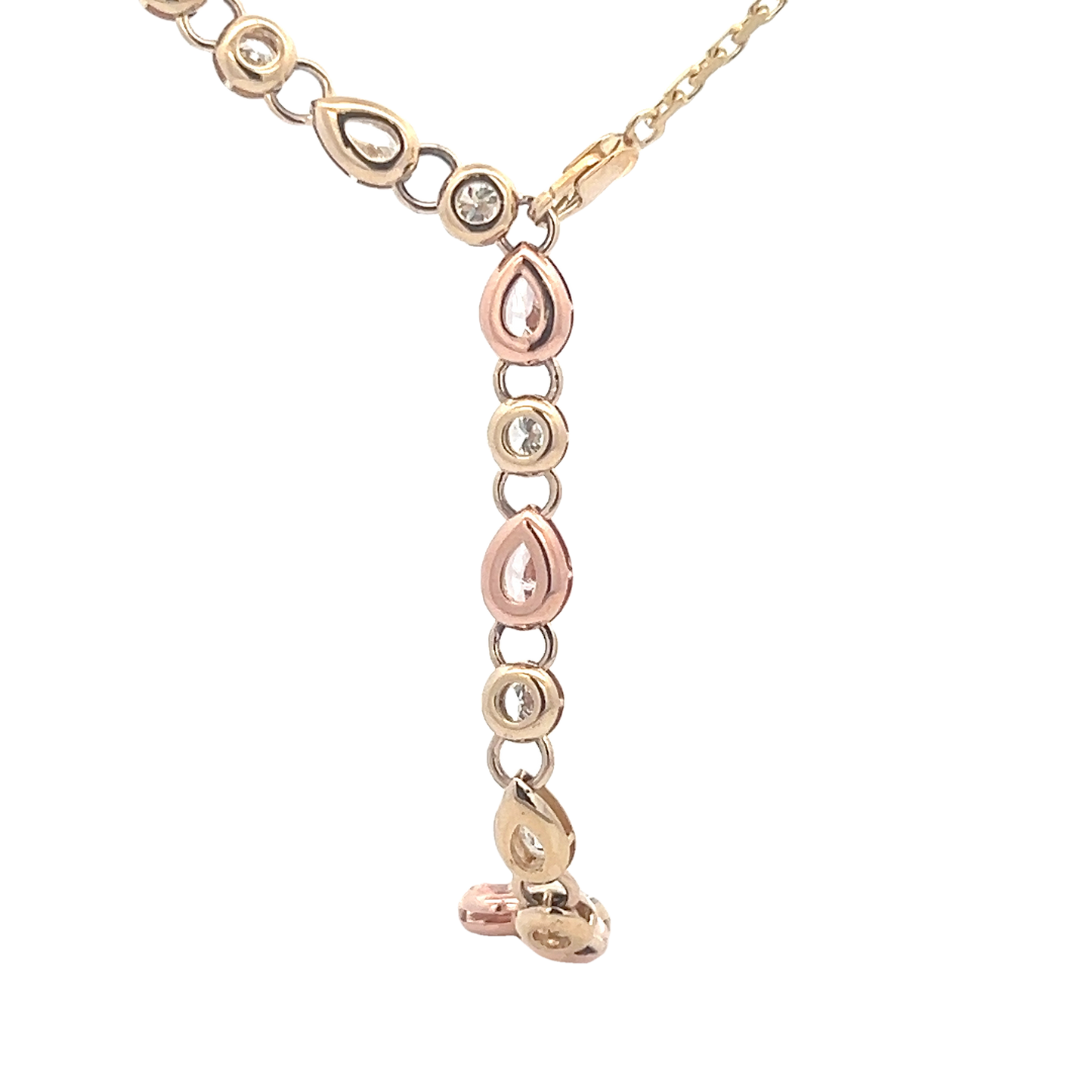 Yellow and Rose Diamond Lariat Necklace