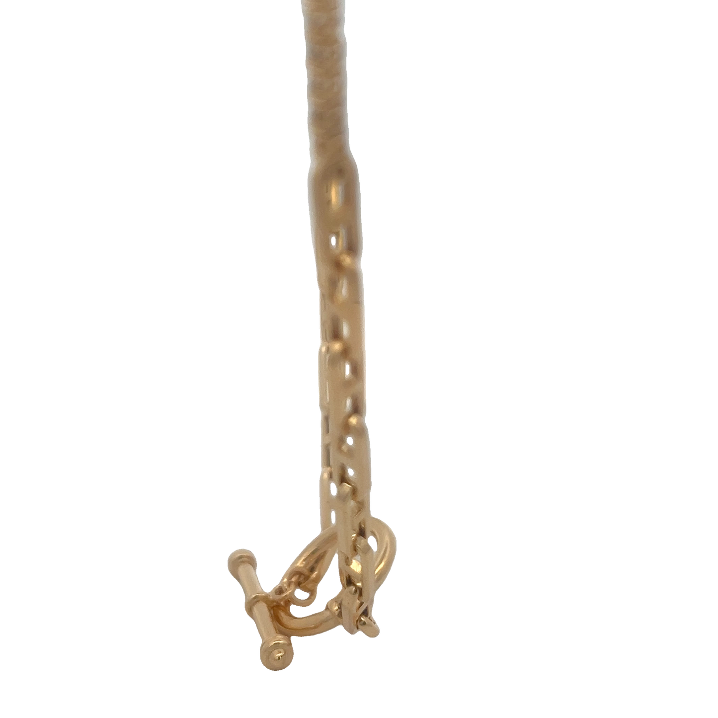 Anchor Link With 2 Diamond Sections Toggle Necklace
