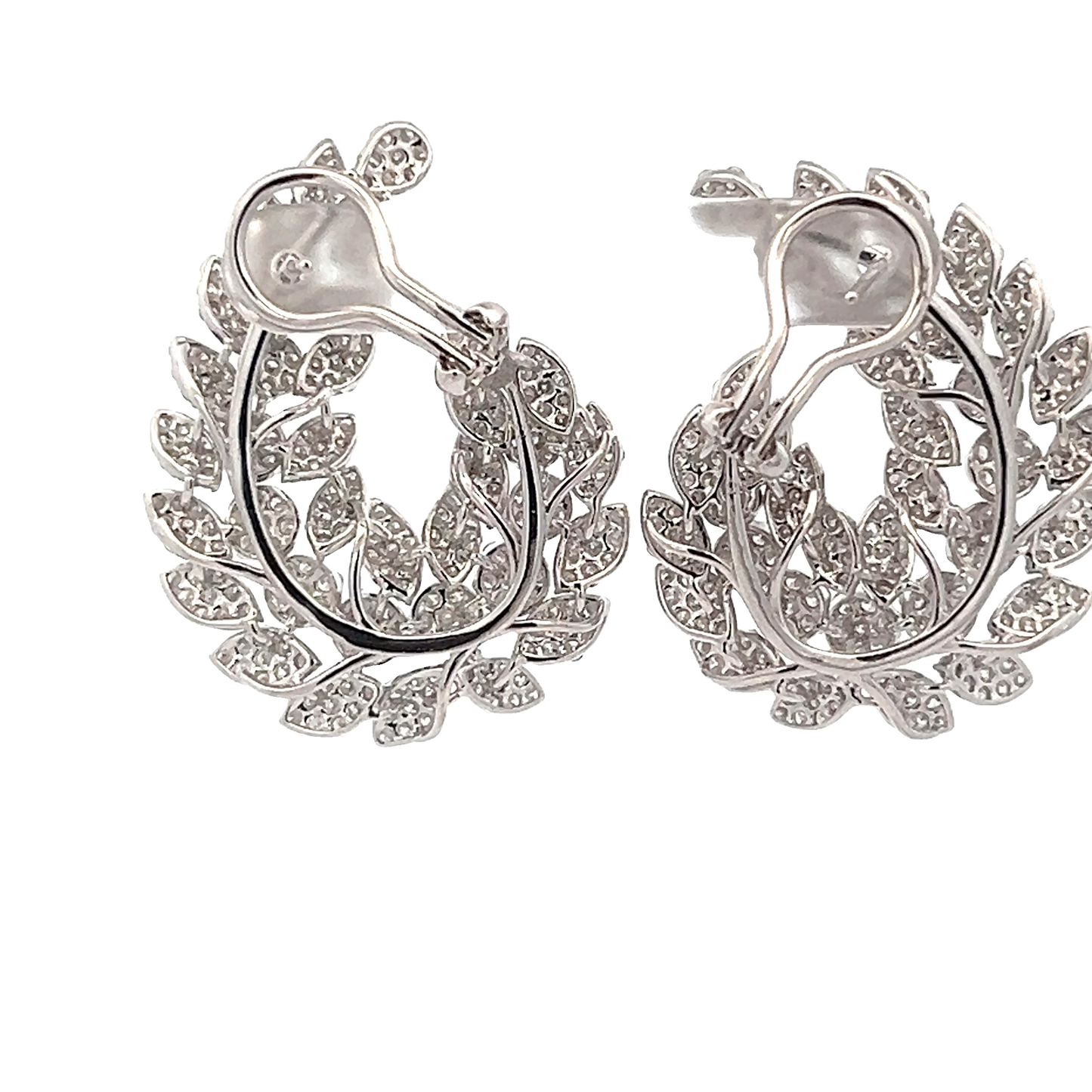 White Gold Leaf-Shaped Earrings