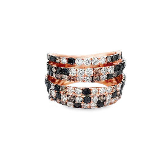 7 Row Fashion Ring with Round Cognac Diamonds