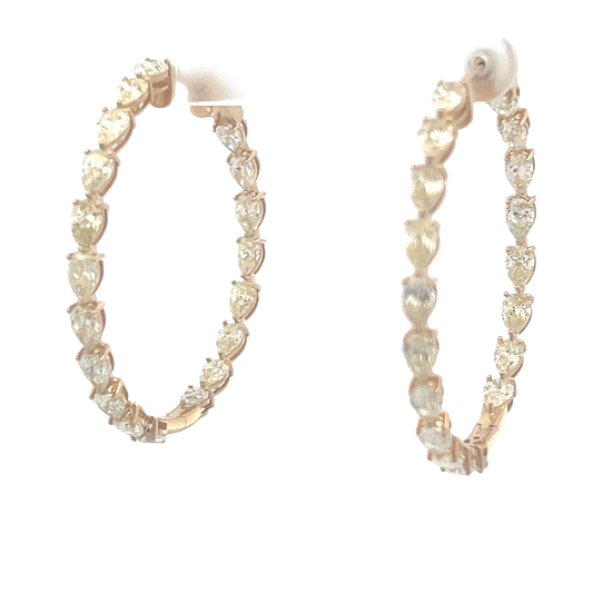 Inside Out Hoop Earrings with Pear Yellow Diamonds