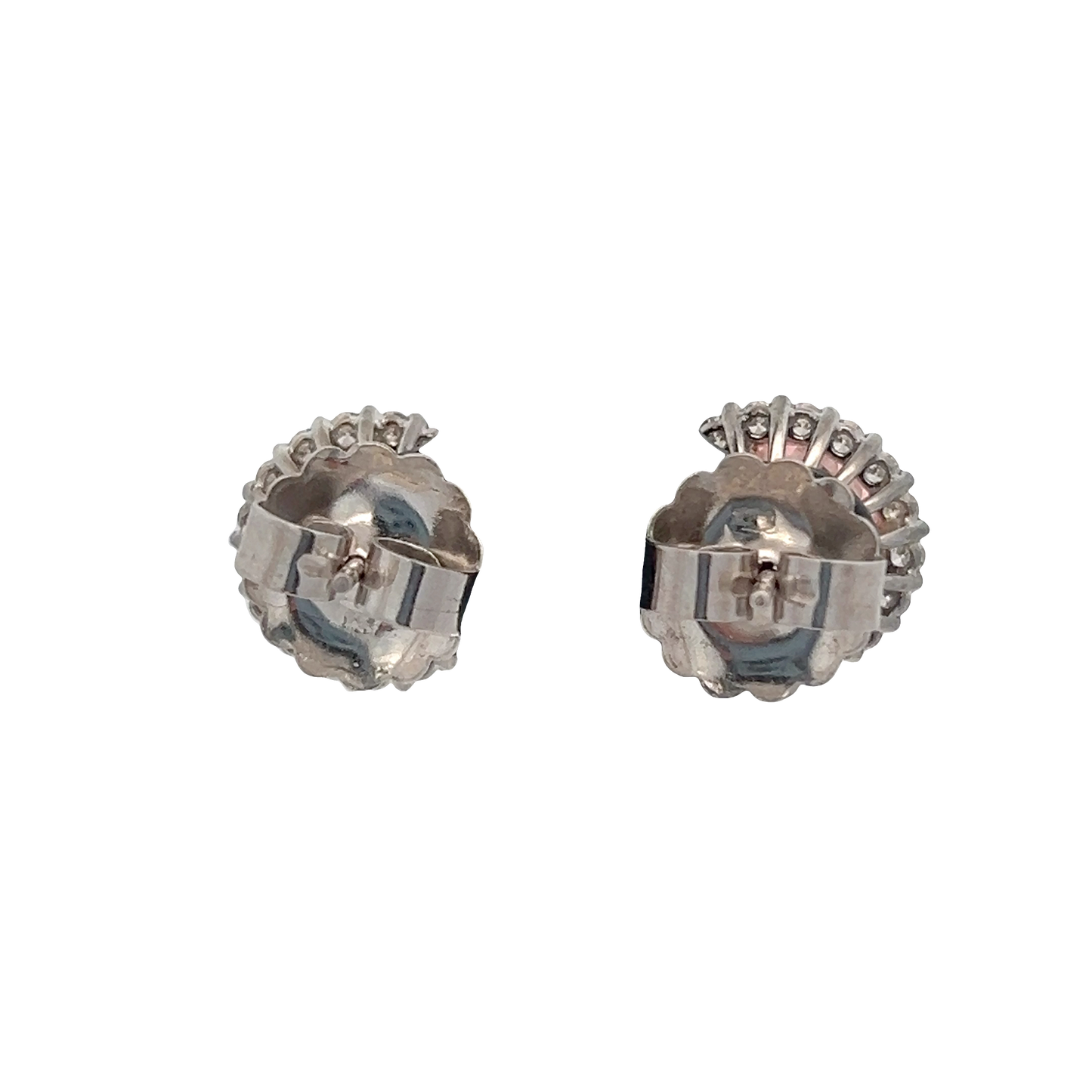 Halo White and Pink Diamond Earrings