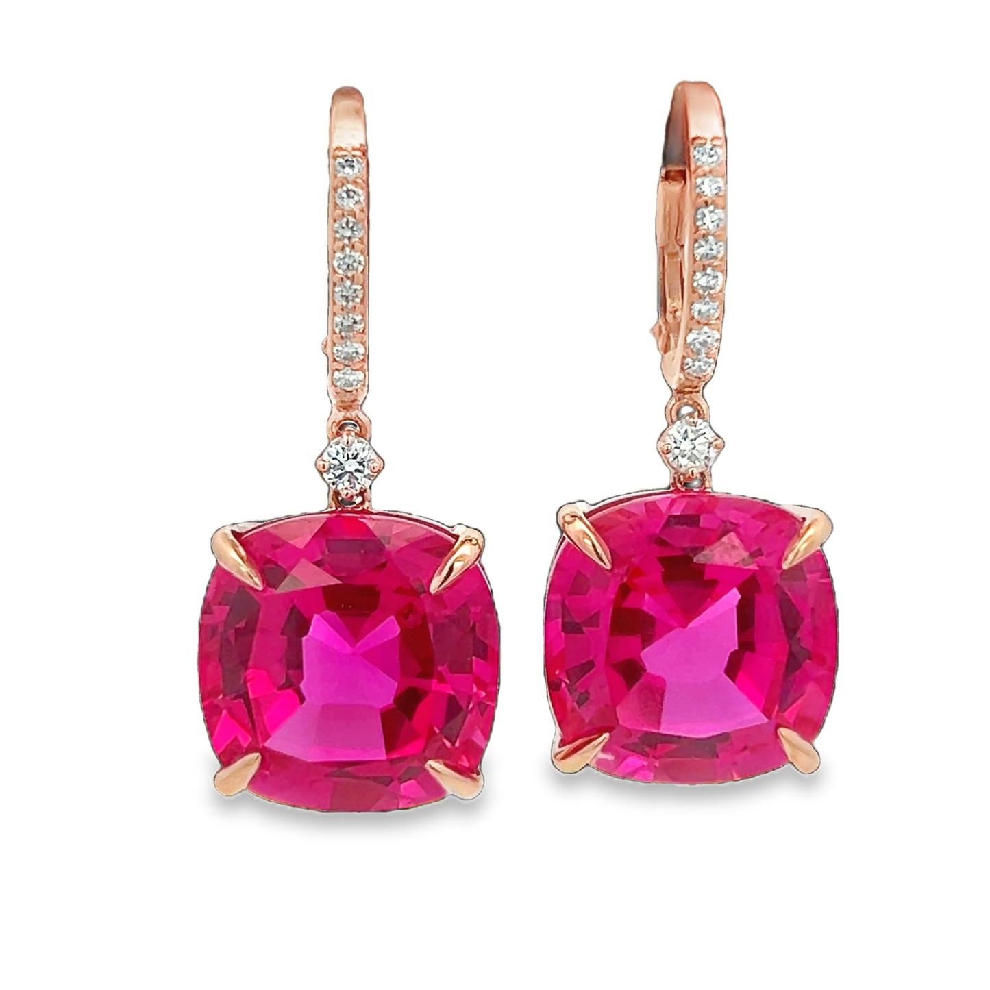 Pink Cushion Tourmaline Earrings