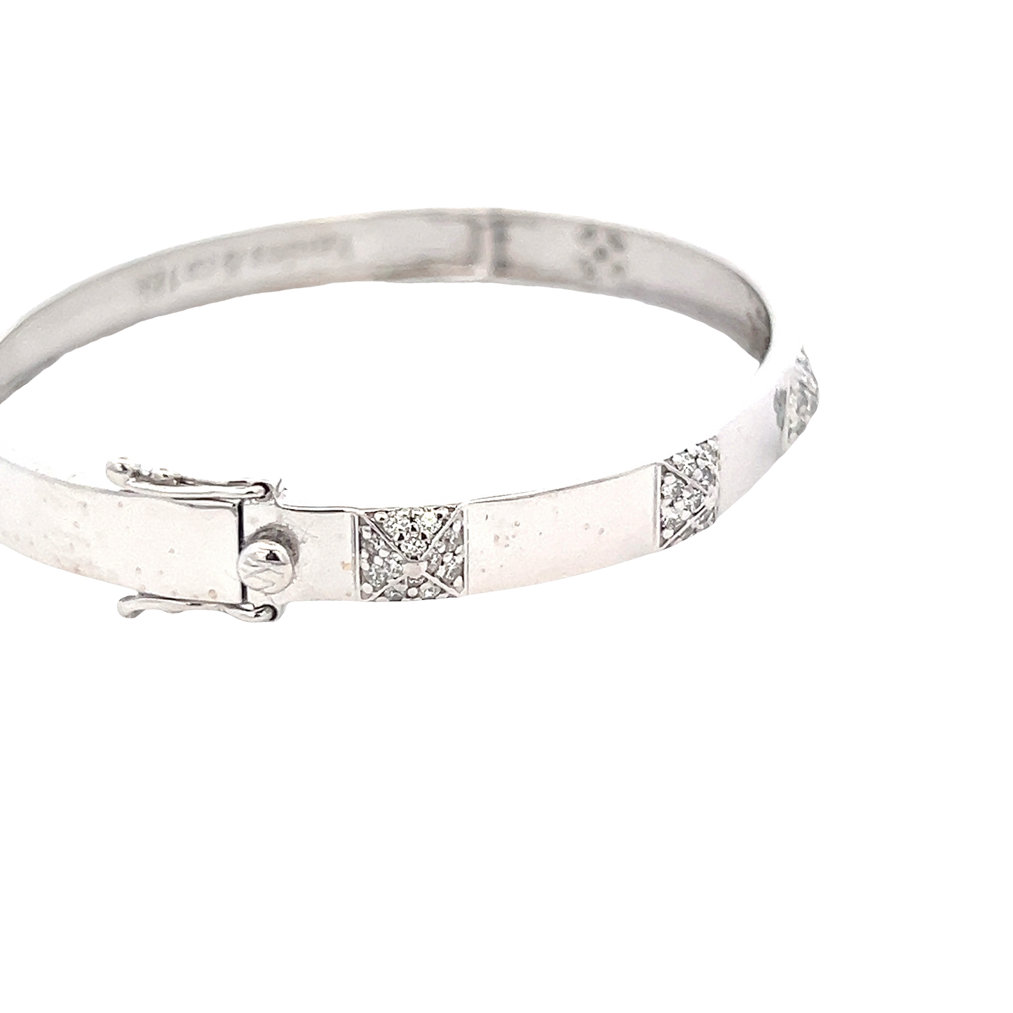 White Gold Bangle with 5 Diamond Studs