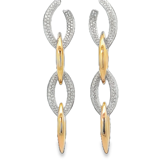 Yellow and White Diamond Link Earrings