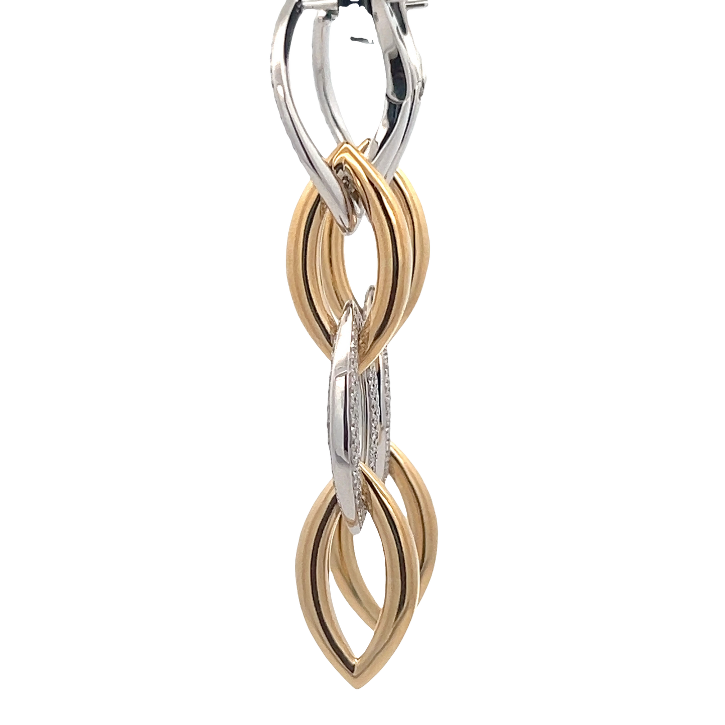 Yellow and White Diamond Link Earrings