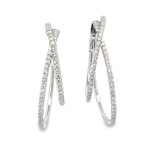 White Gold Double Hoop Earrings