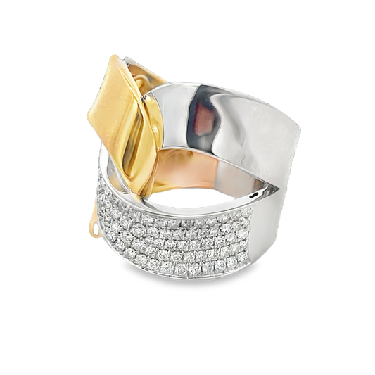 White and Yellow Diamond Link Ring