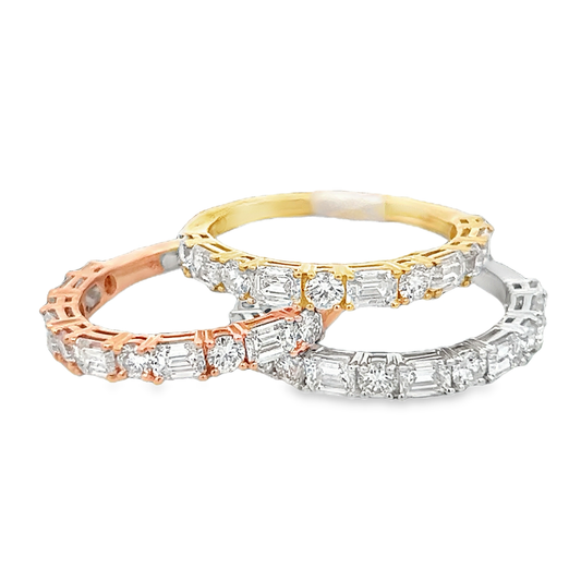 Emerald and Round Diamond Rings