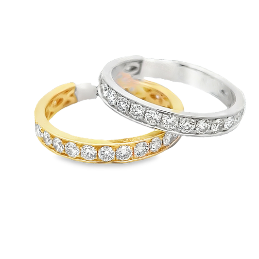White and Yellow Eternity Band with Round Diamonds