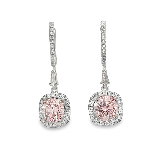 Diamond Drop Halo Earrings