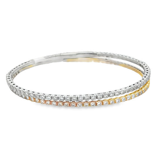 Yellow and White Gold Diamond Bangle Bracelets