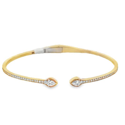 Diamond Cuff Bangle Bracelet with Pear Diamond