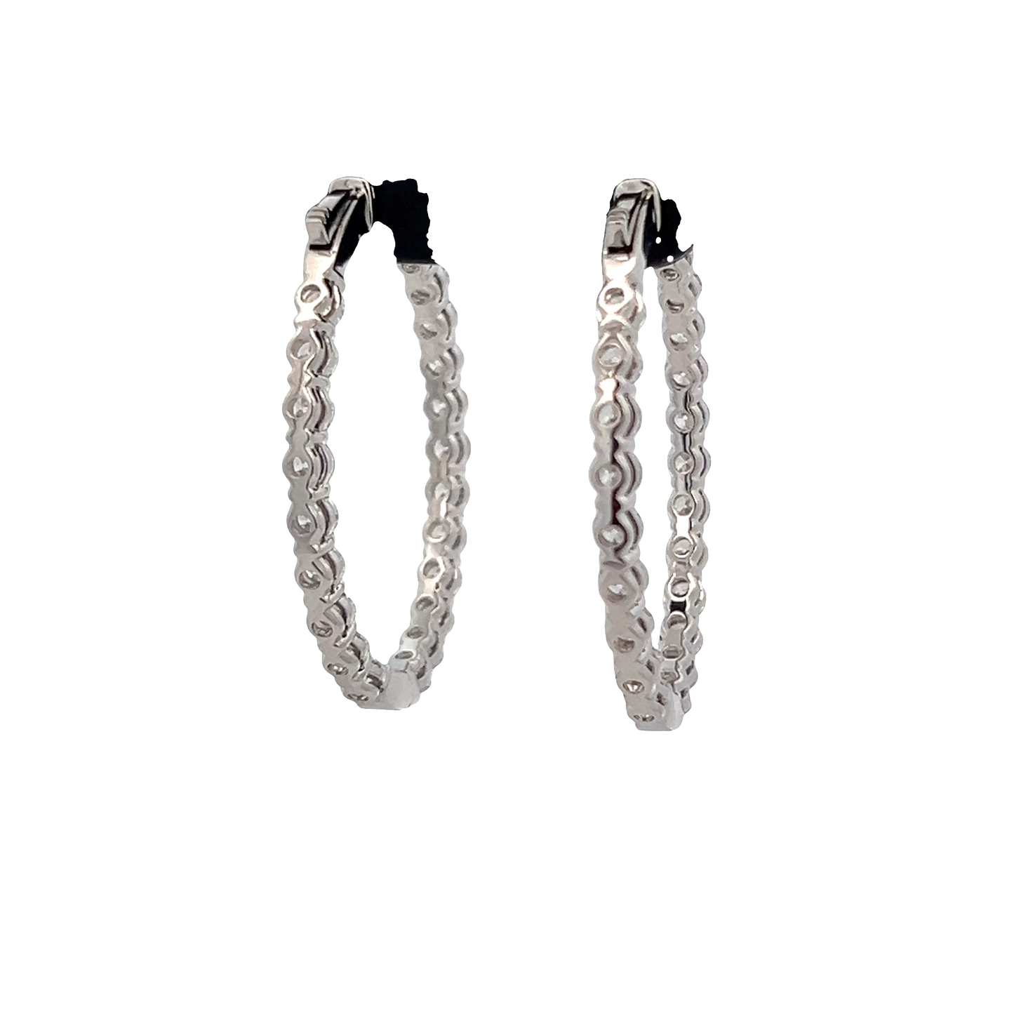 Inside Out Oval Diamond Hoop Earrings
