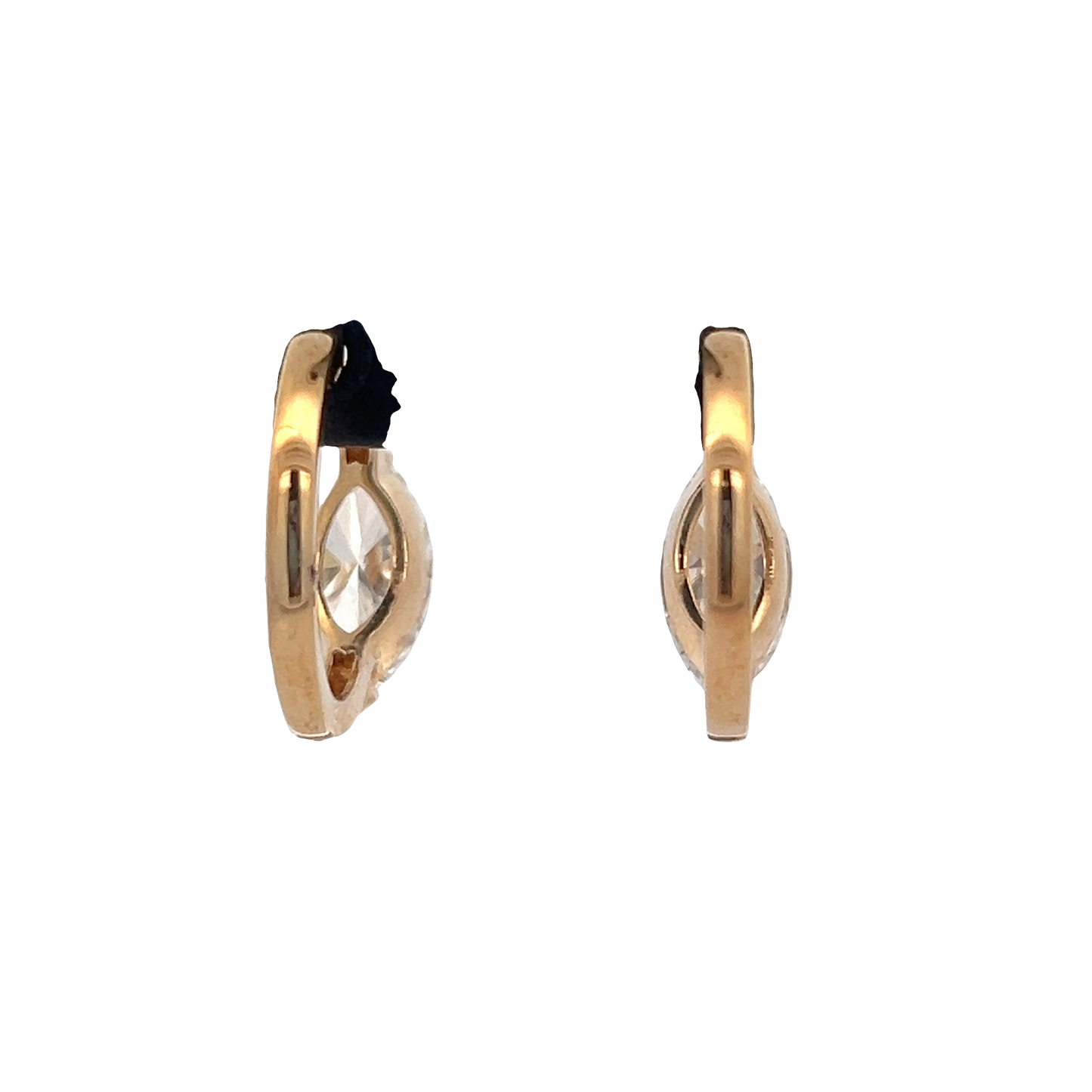 Marquise Yellow Gold Huggie Earrings