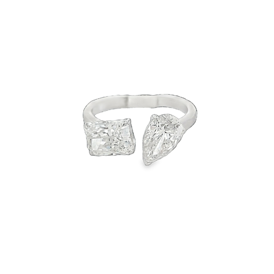 Radiant and Pear Diamond Ring