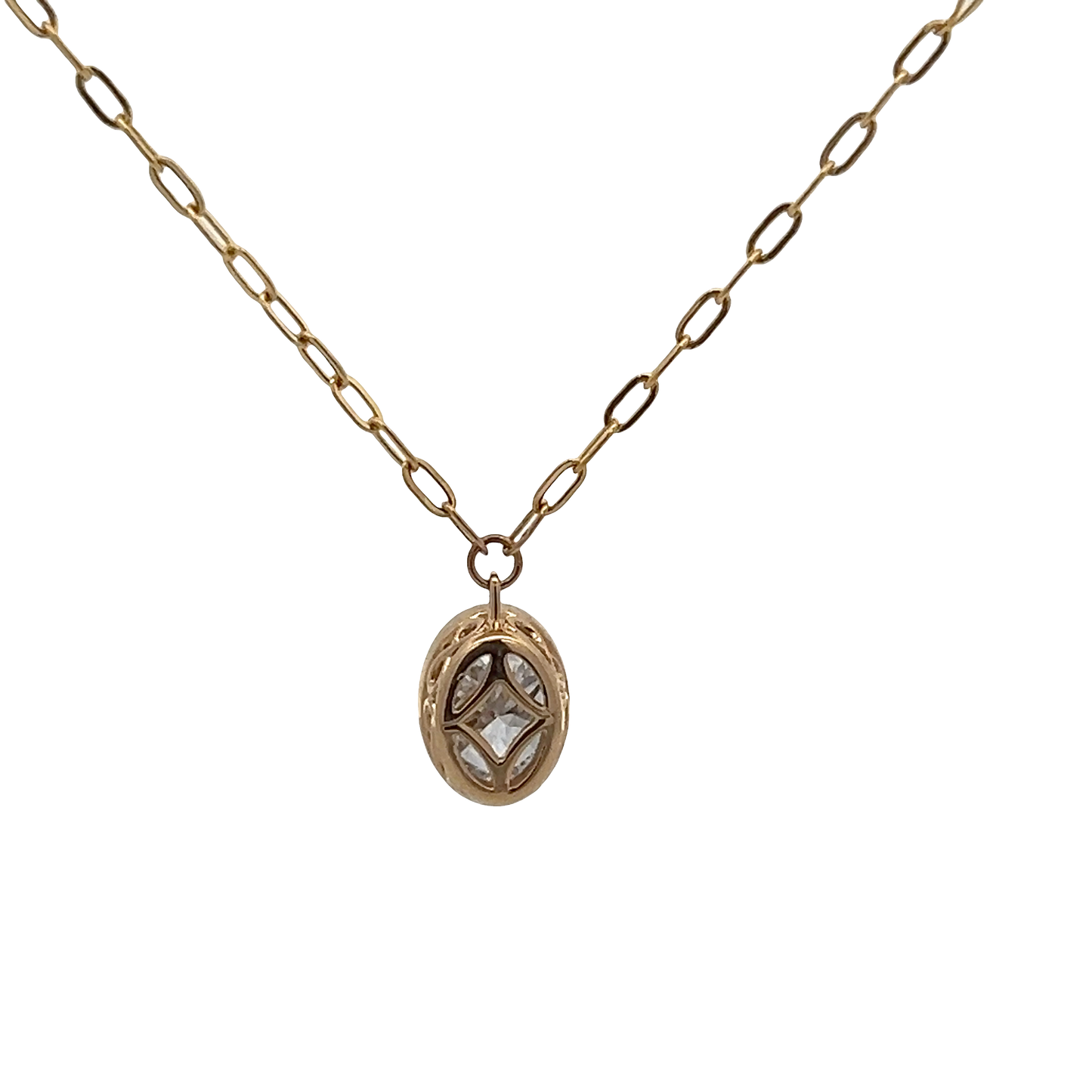 Oval Bezeled Pendant Necklace