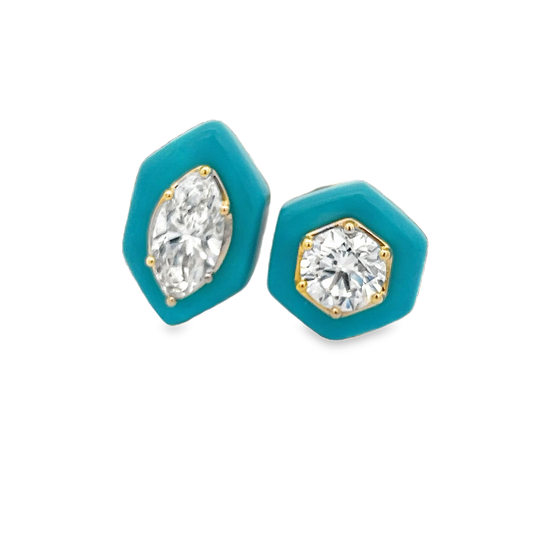 Turquoise Fashion Ring with Marquise and Round Diamond