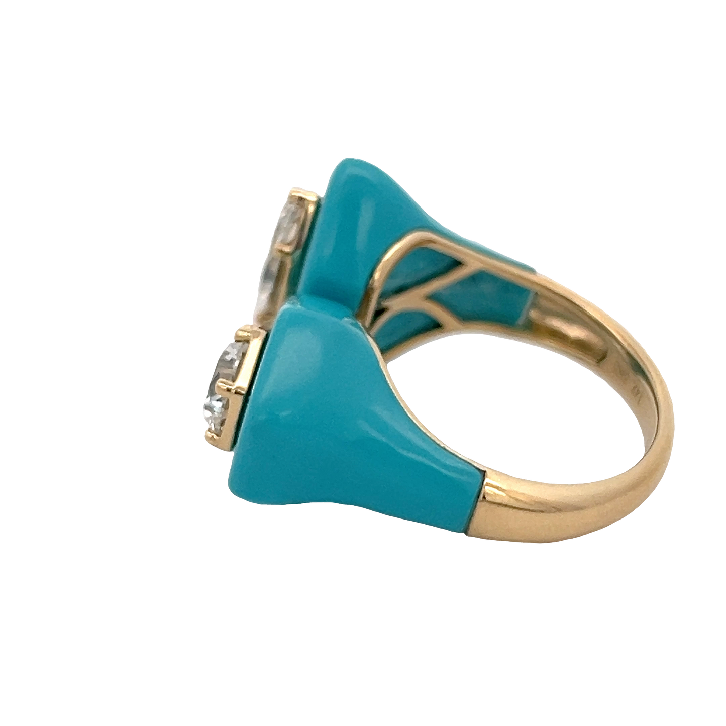 Turquoise Fashion Ring with Marquise and Round Diamond