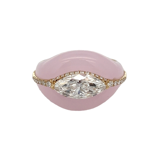 Rose Quartz and Marquise Fashion Ring