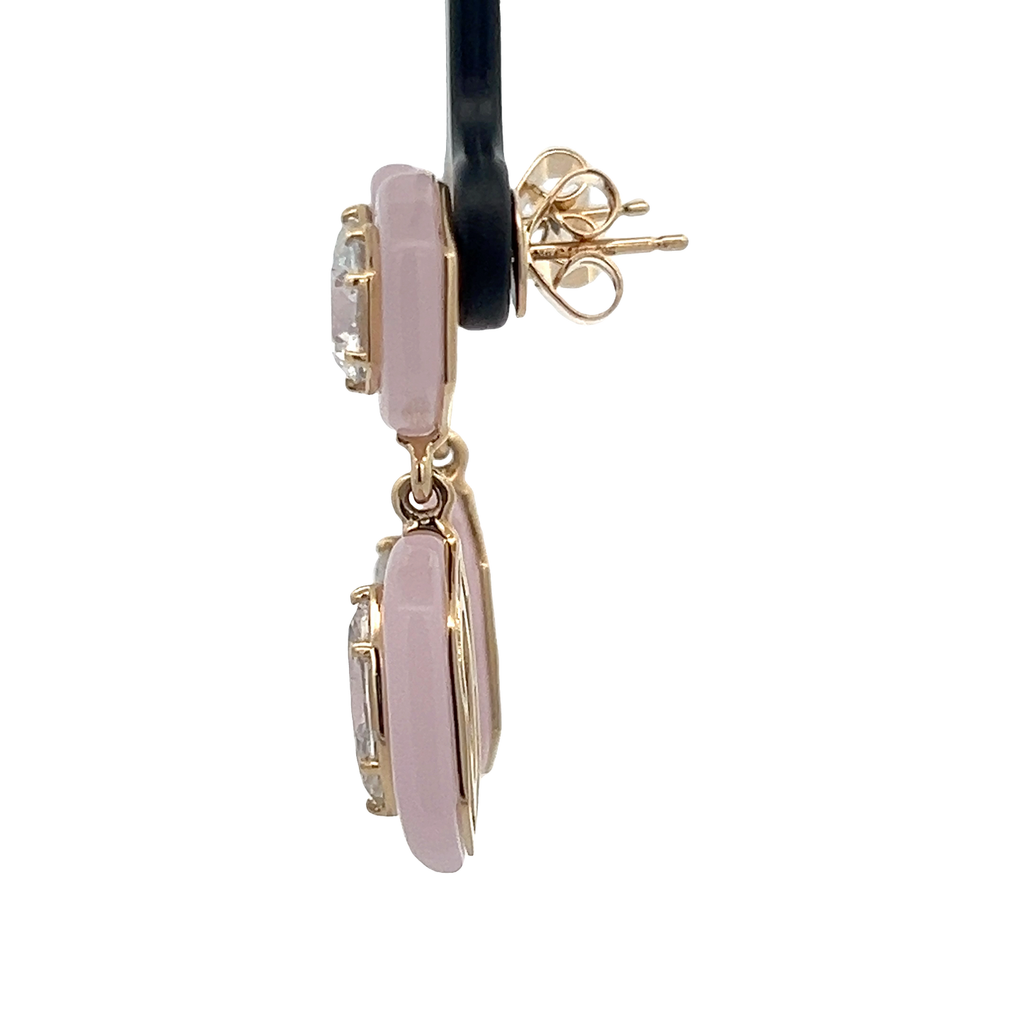 Rose Quartz Drop Diamond Earrings