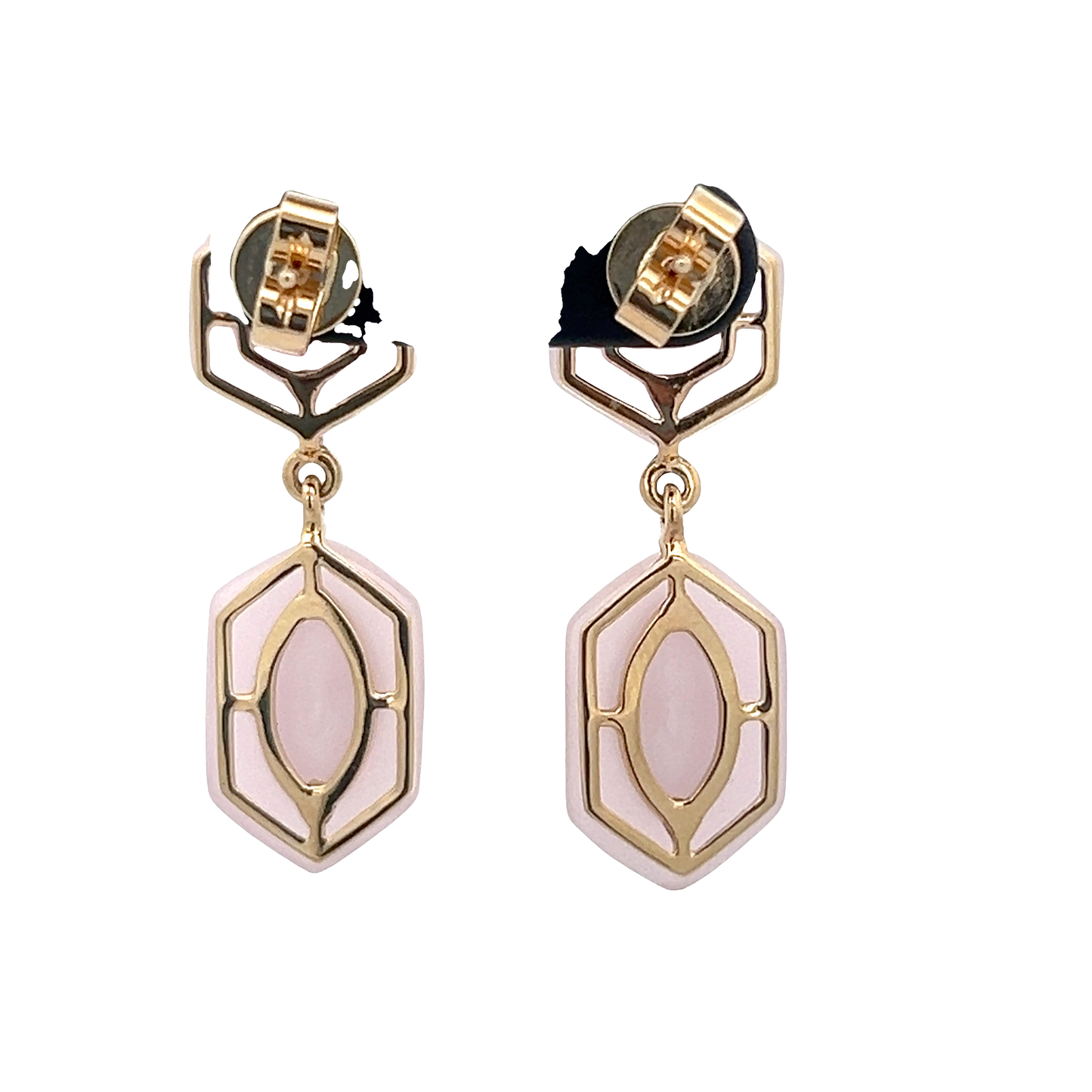 Rose Quartz Drop Diamond Earrings
