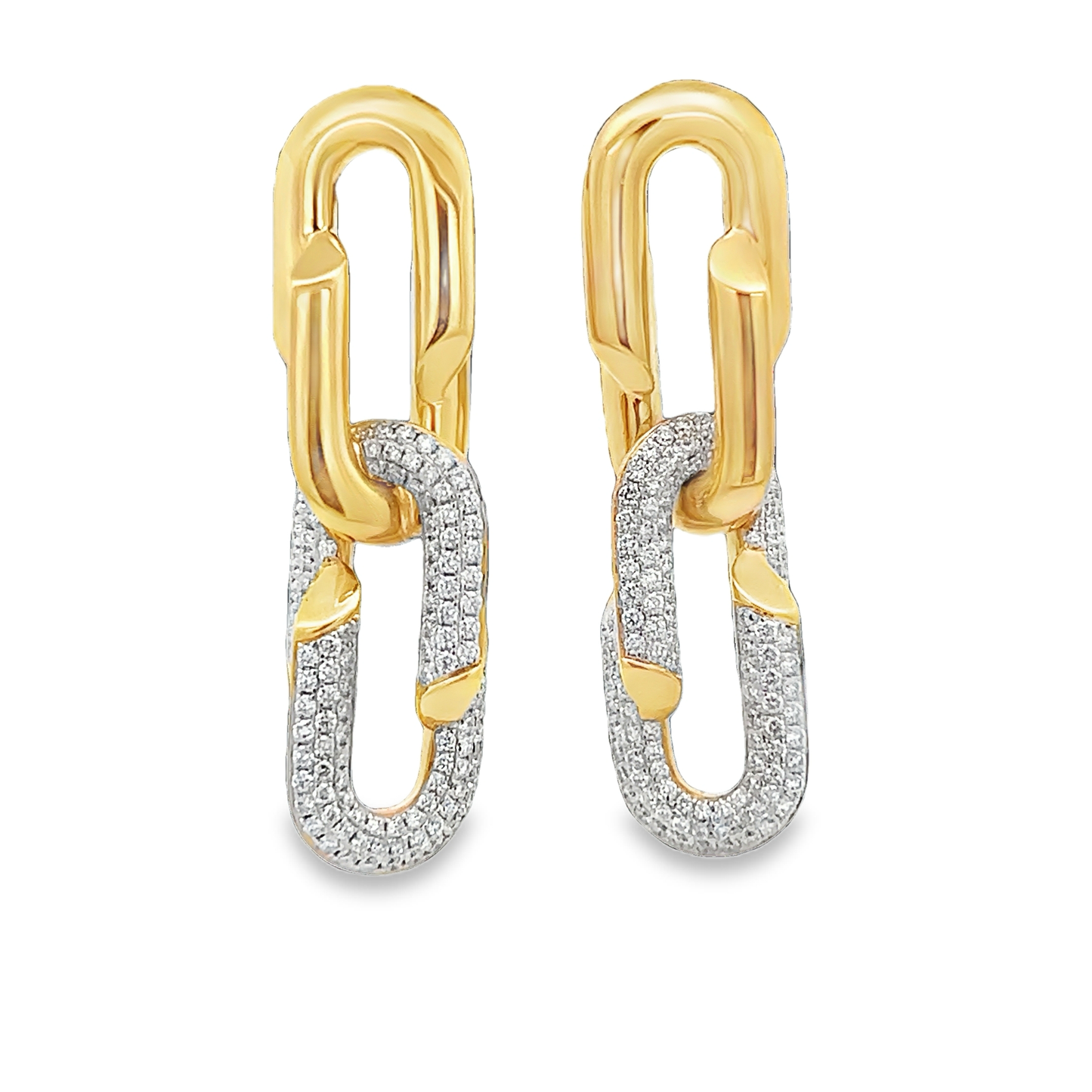 Diamond Link Earrings with Round Diamonds
