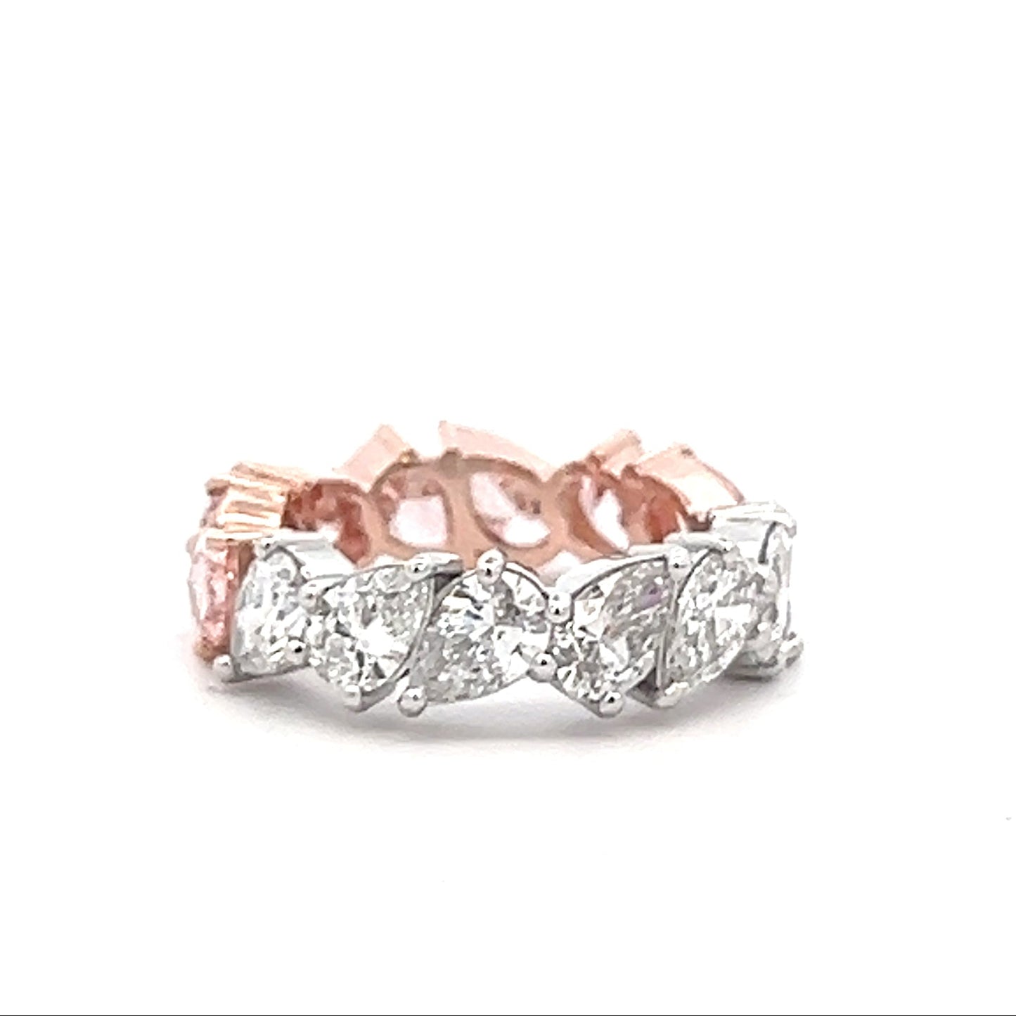 Lady’s Platinum and 14KT Rose Lab Grown Pink and White Diamond Eternity Band