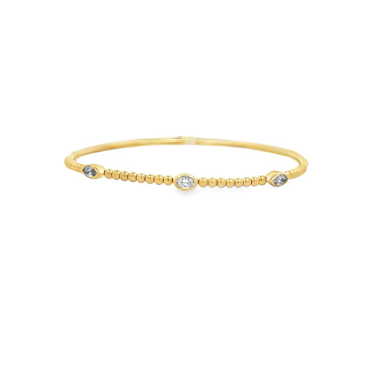 14Kt 3 Bezeled Diamond Bracelet With 2 Marquise and 1 Oval Diamonds