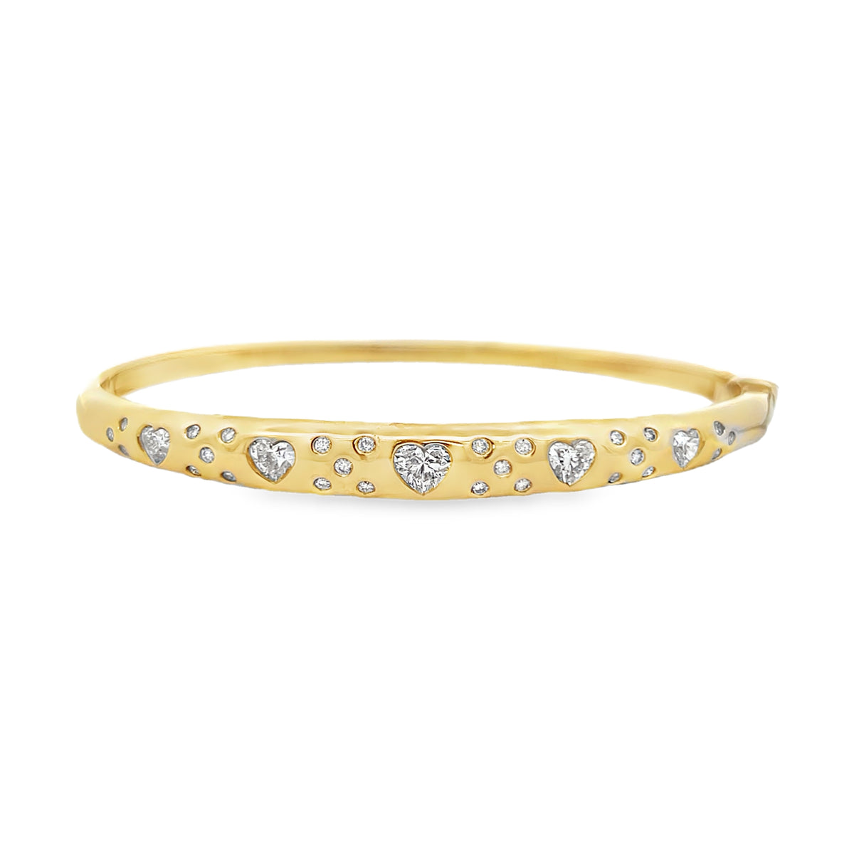 14Kt Burnish Set Diamond Bangle Bracelet