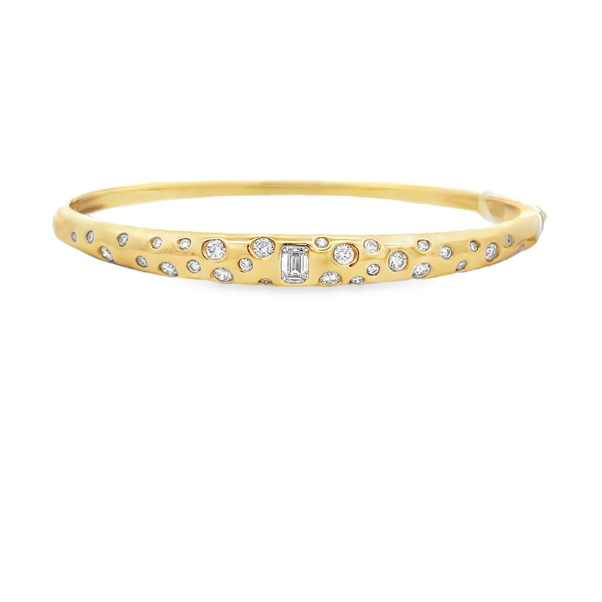 14Kt Burnish Set Diamond Bangle Bracelet