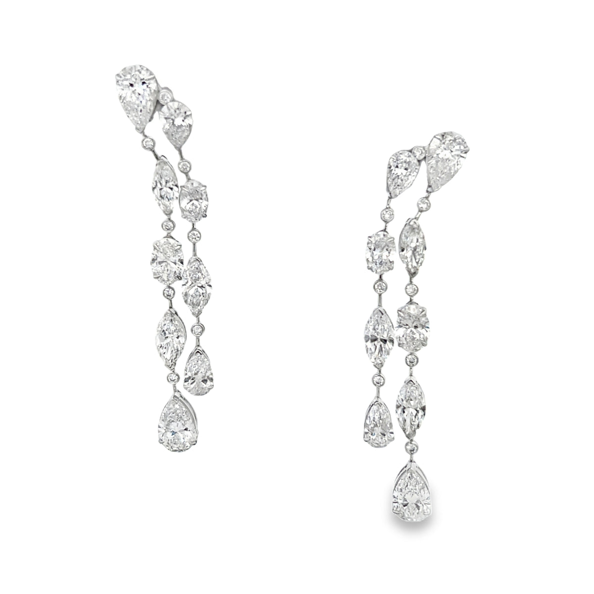 14Kt Two Row Diamond Earrings