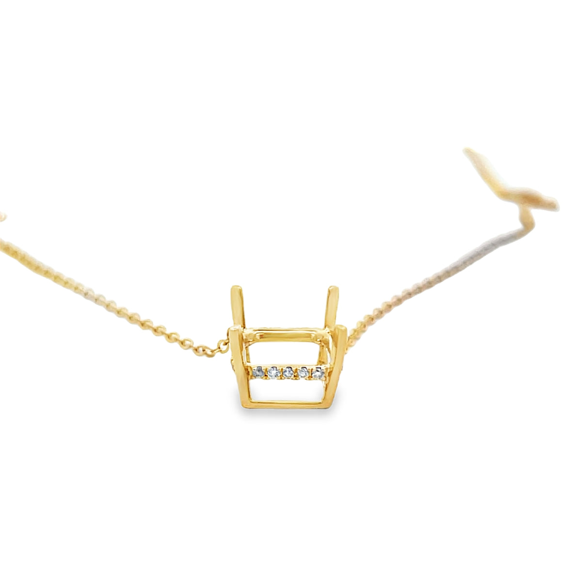 14Kt Hidden Halo Remount Rectangular Necklace