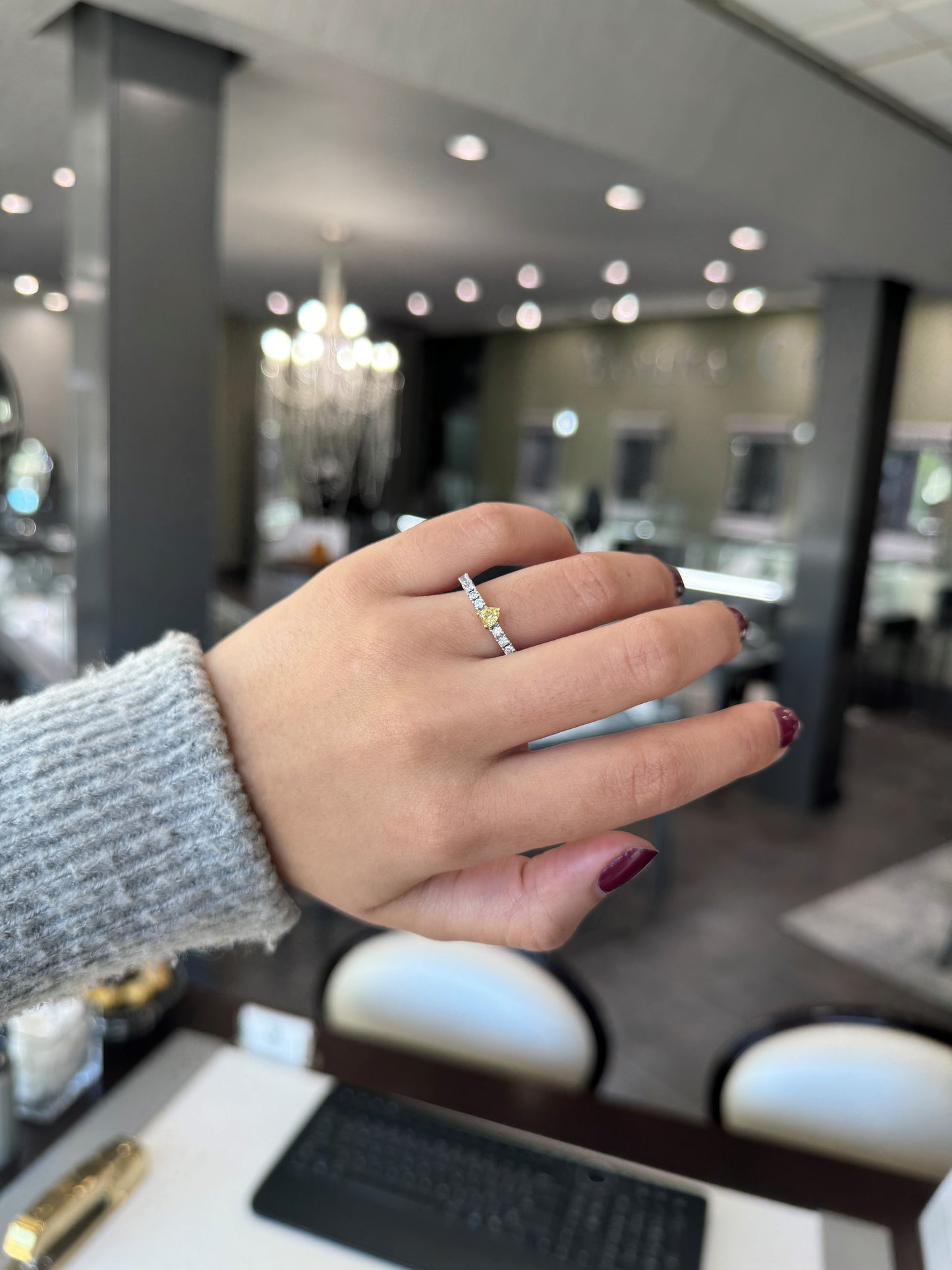 Yellow Pear Diamond Ring