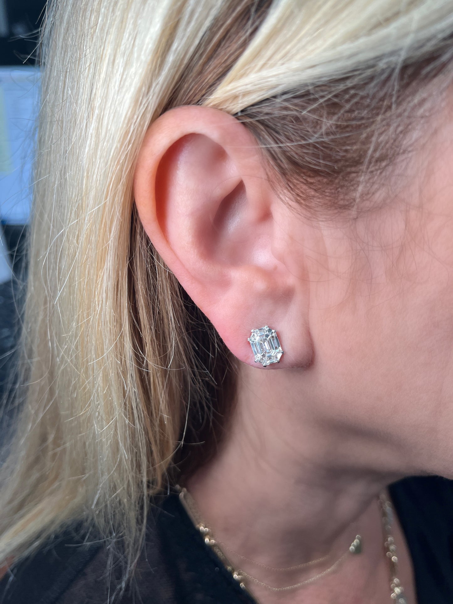 Illusion Emerald Shape Earrings