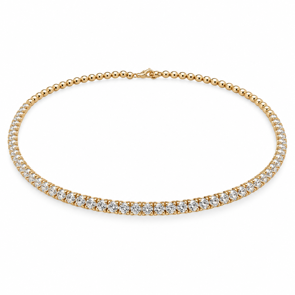 14Kt Caviar Bead Diamond Choker Necklace