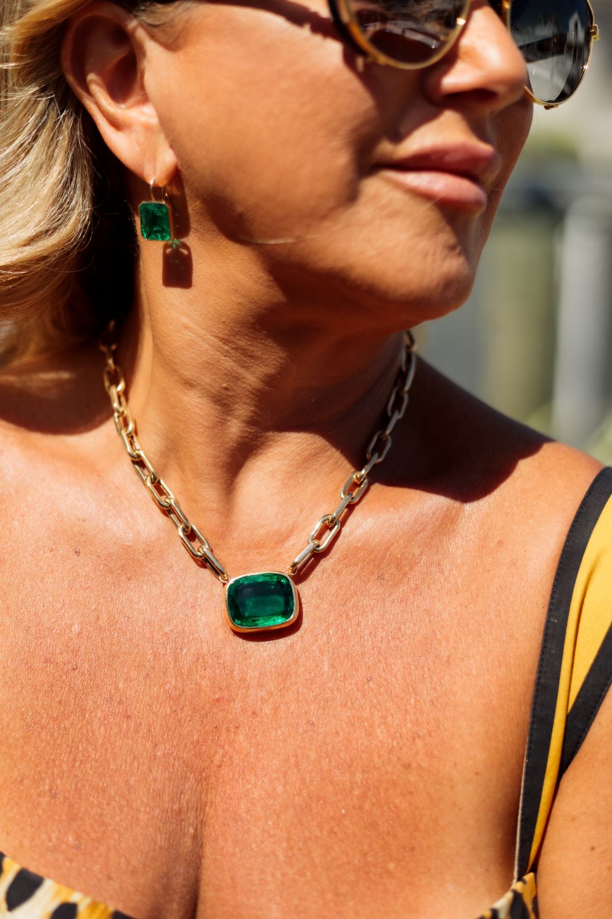 Cushion Emerald Necklace