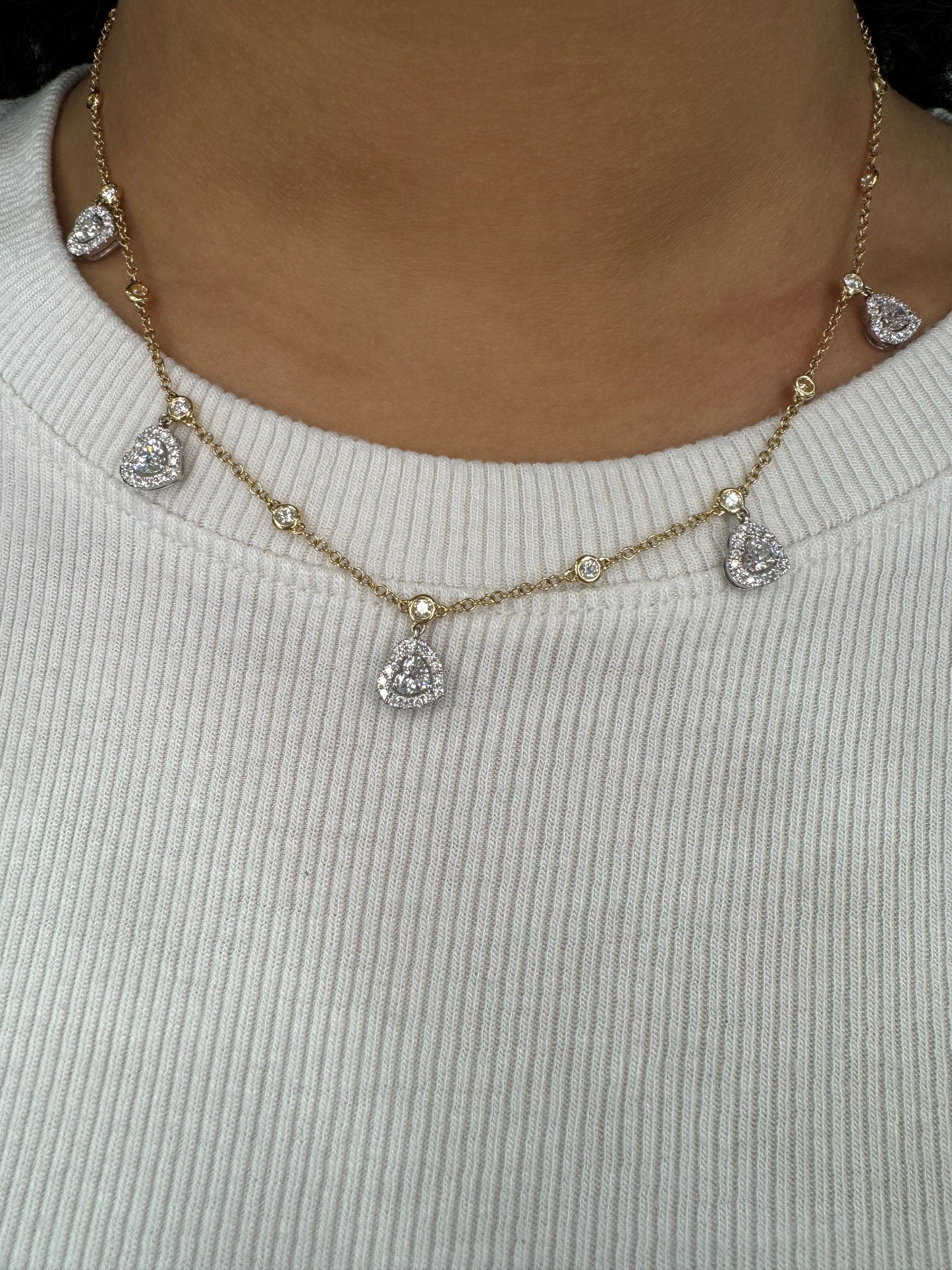 Five Heart Drop Necklace